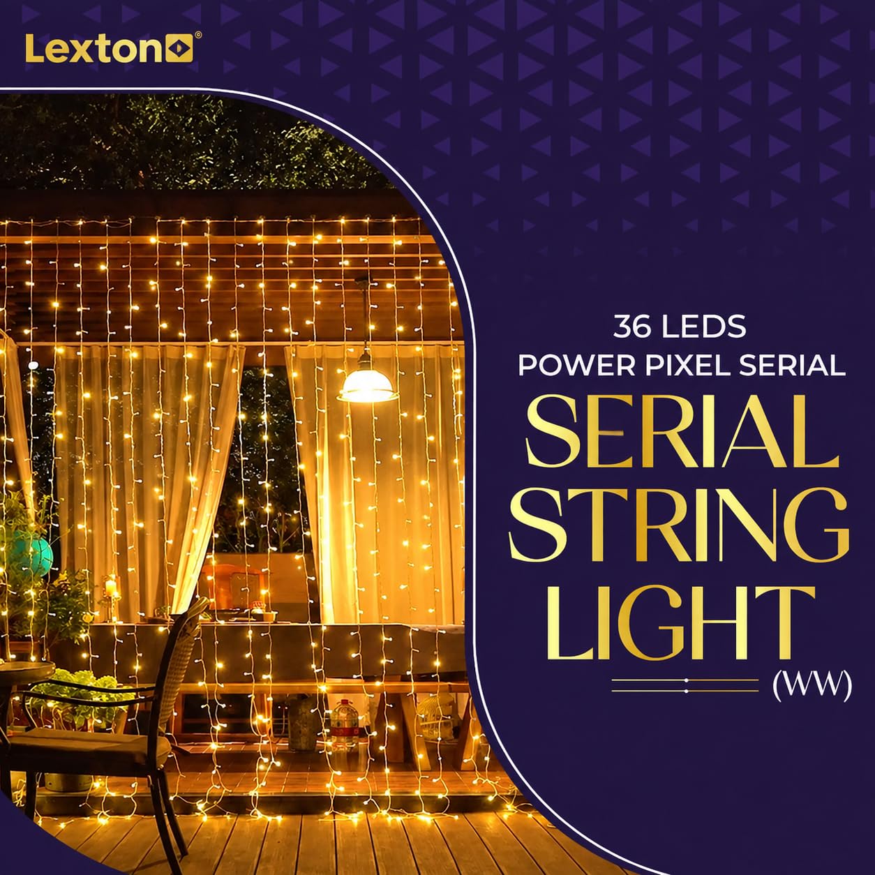 Lexton 36 LED Power Pixel Serial String/Fairy Light | Plug Sourced | Suitable for Home & Outdoor Decoration, Diwali, Christmas, Ramadan